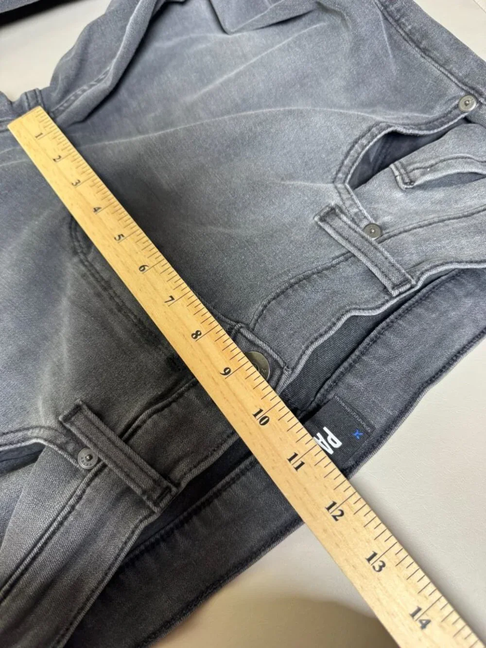 Paige Federal Slim Straight Men Jeans 34x29 Dark Wash Gray Black Stretch denim